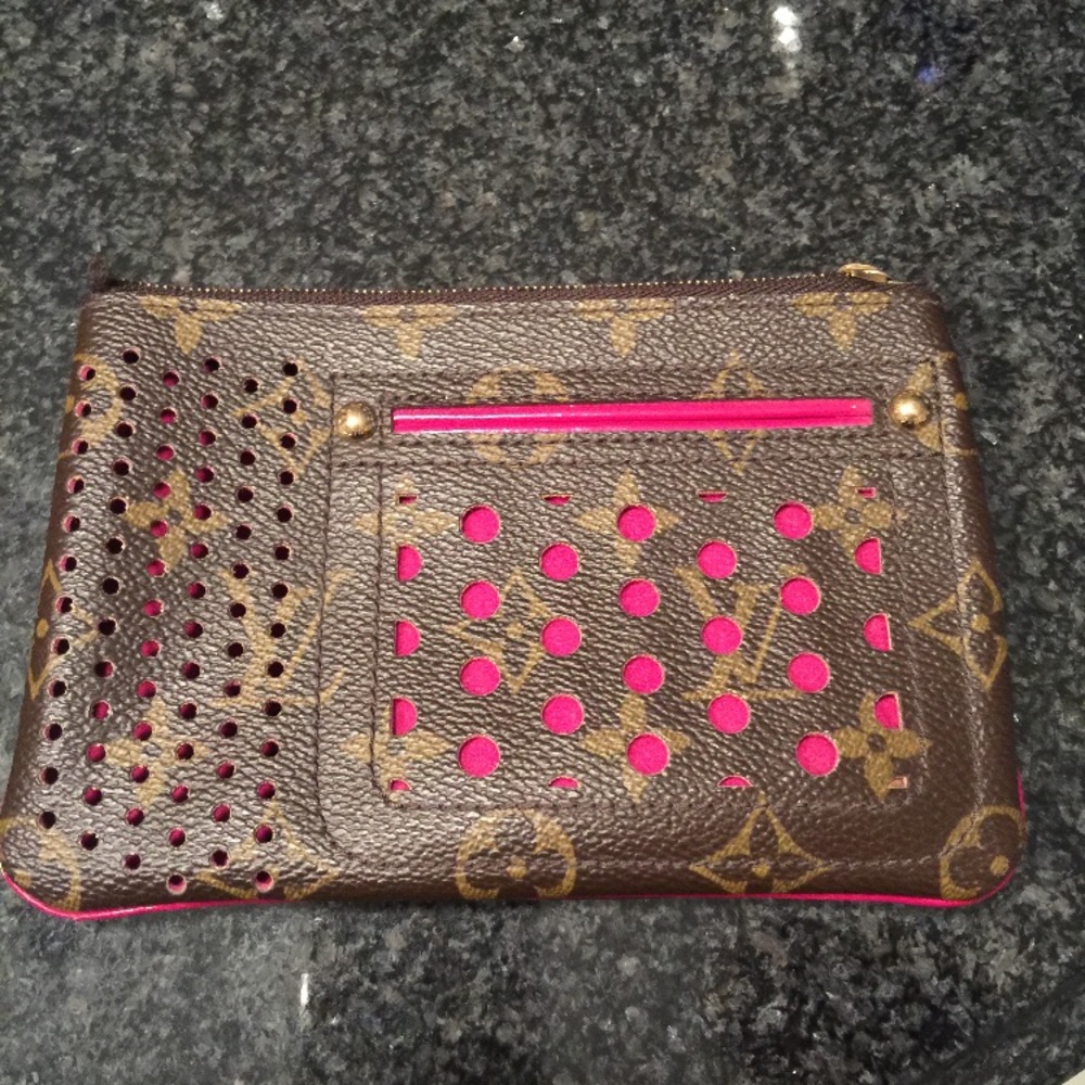 Louis Vuitton perforated pochette fuchsia
